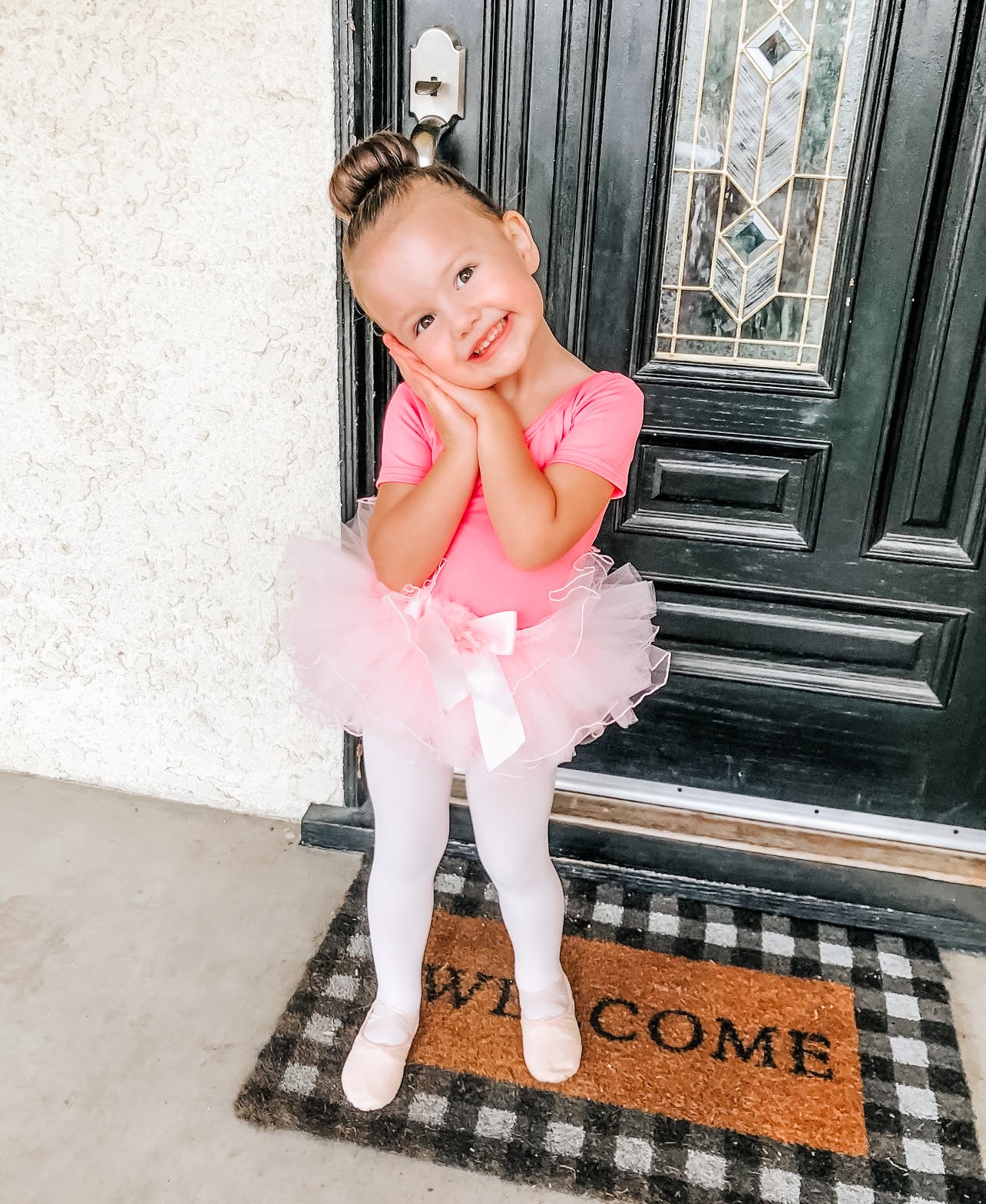 Bright Pink Short Sleeve Leotard for Toddler and Girls