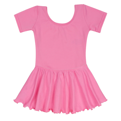 Bright Pink Short Sleeve Leotard for Toddler and Girls