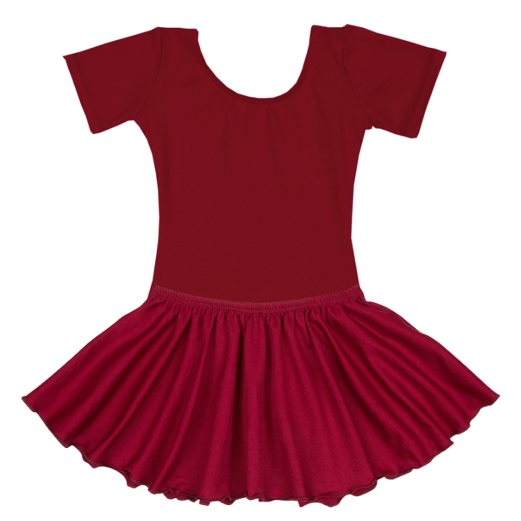 Burgundy Short Sleeve Leotard for Toddler & Girls