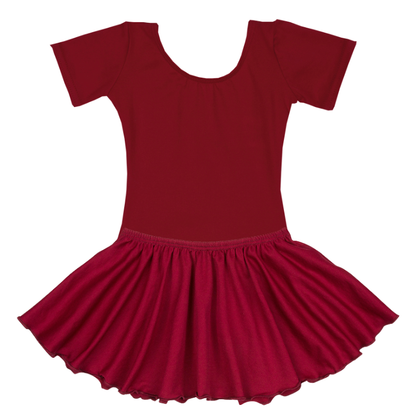 Burgundy Short Sleeve Leotard for Toddler & Girls