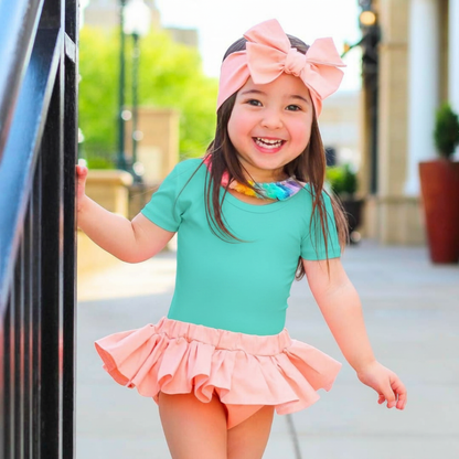 Short Sleeve Icy Turquoise Ballet Leotard