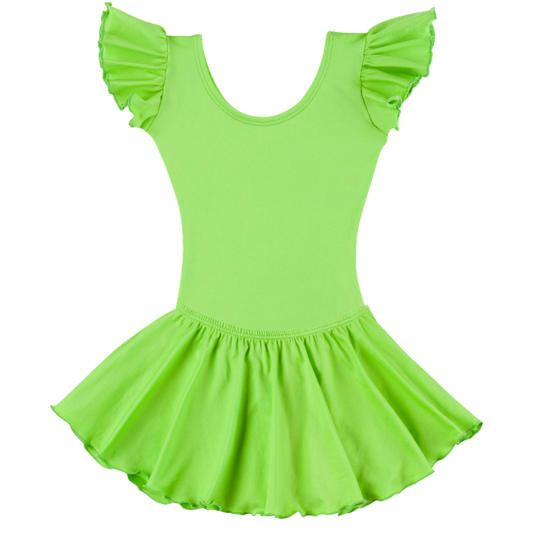 Lime Green Leotard with Flutter/Ruffle Short Sleeve for Toddler & Girls