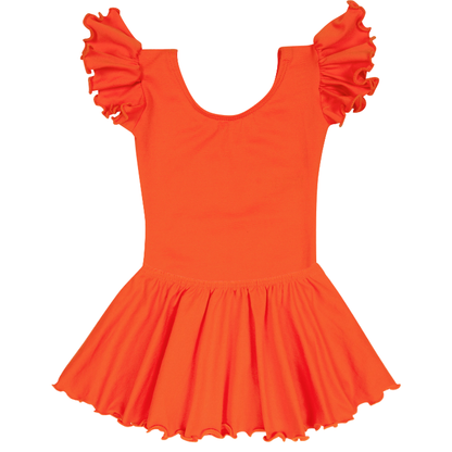 Orange Flutter Sleeve Leotard