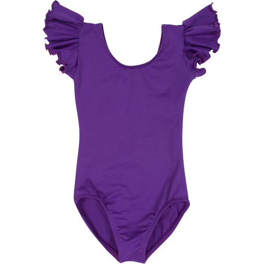 Purple Ruffle Short Sleeve Leotard (PREORDER)