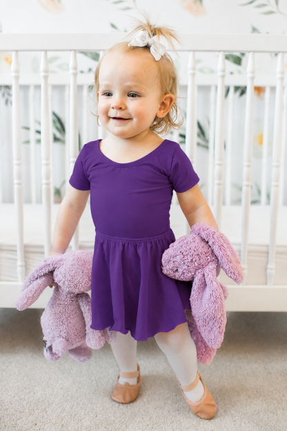 Purple Short Sleeve Leotard for Toddler & Girls