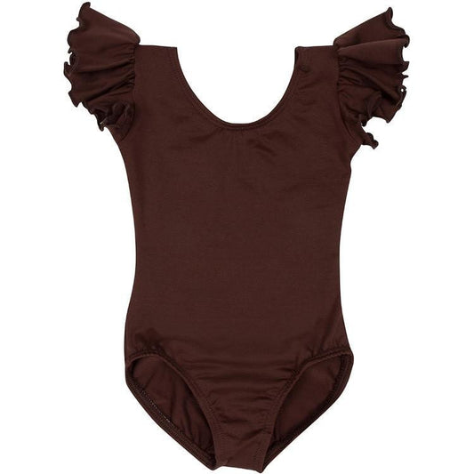 A Brown Short Ruffle Sleeve Leotard